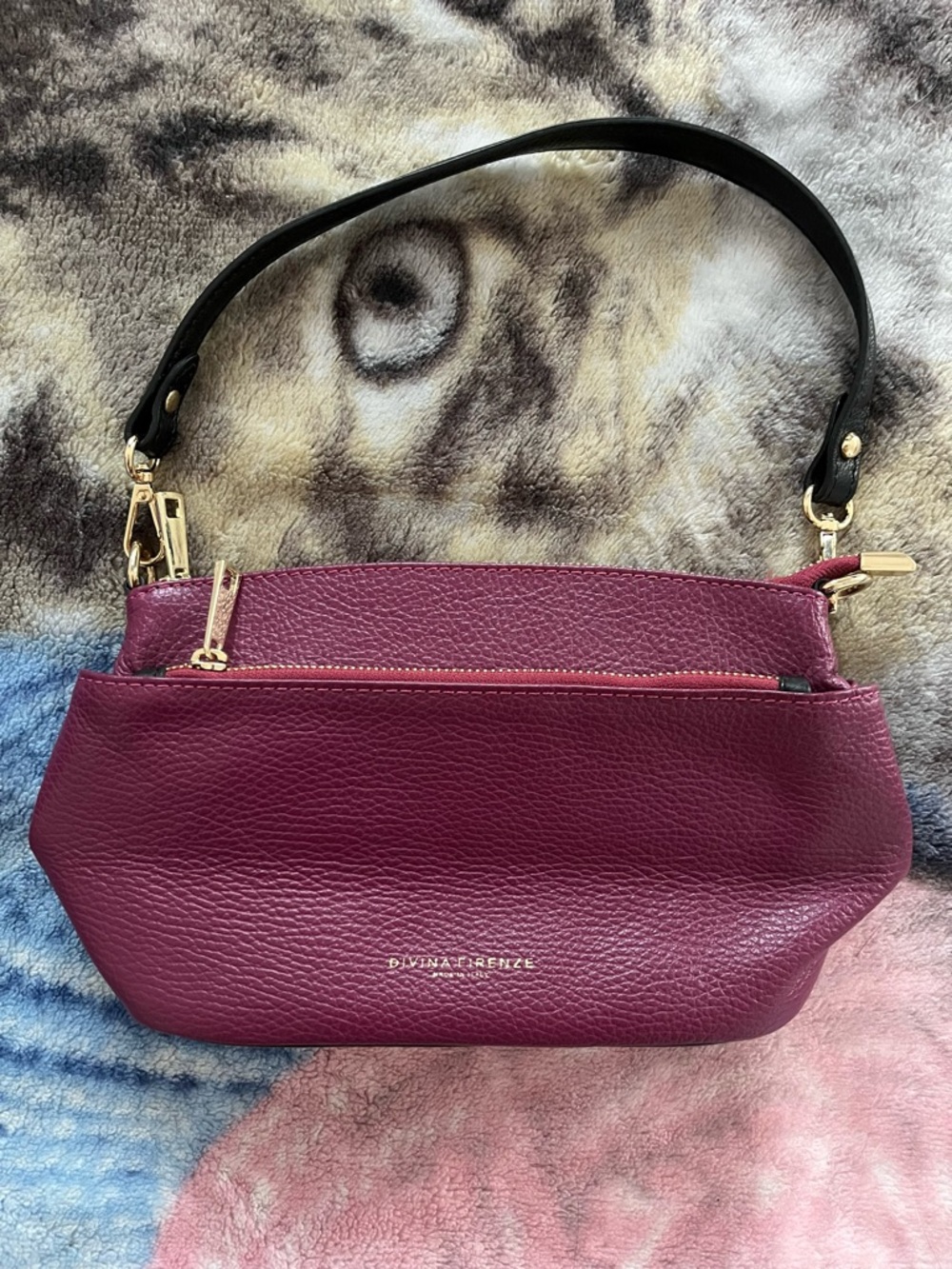 Raspberry Leather Shoulder Purse